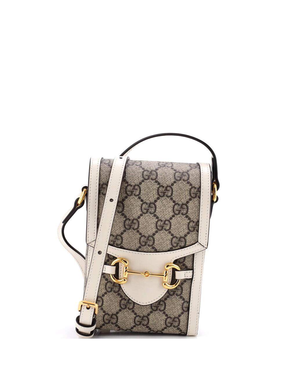 Gucci Horsebit Crossbody Bag Gg Coated #377405G10B